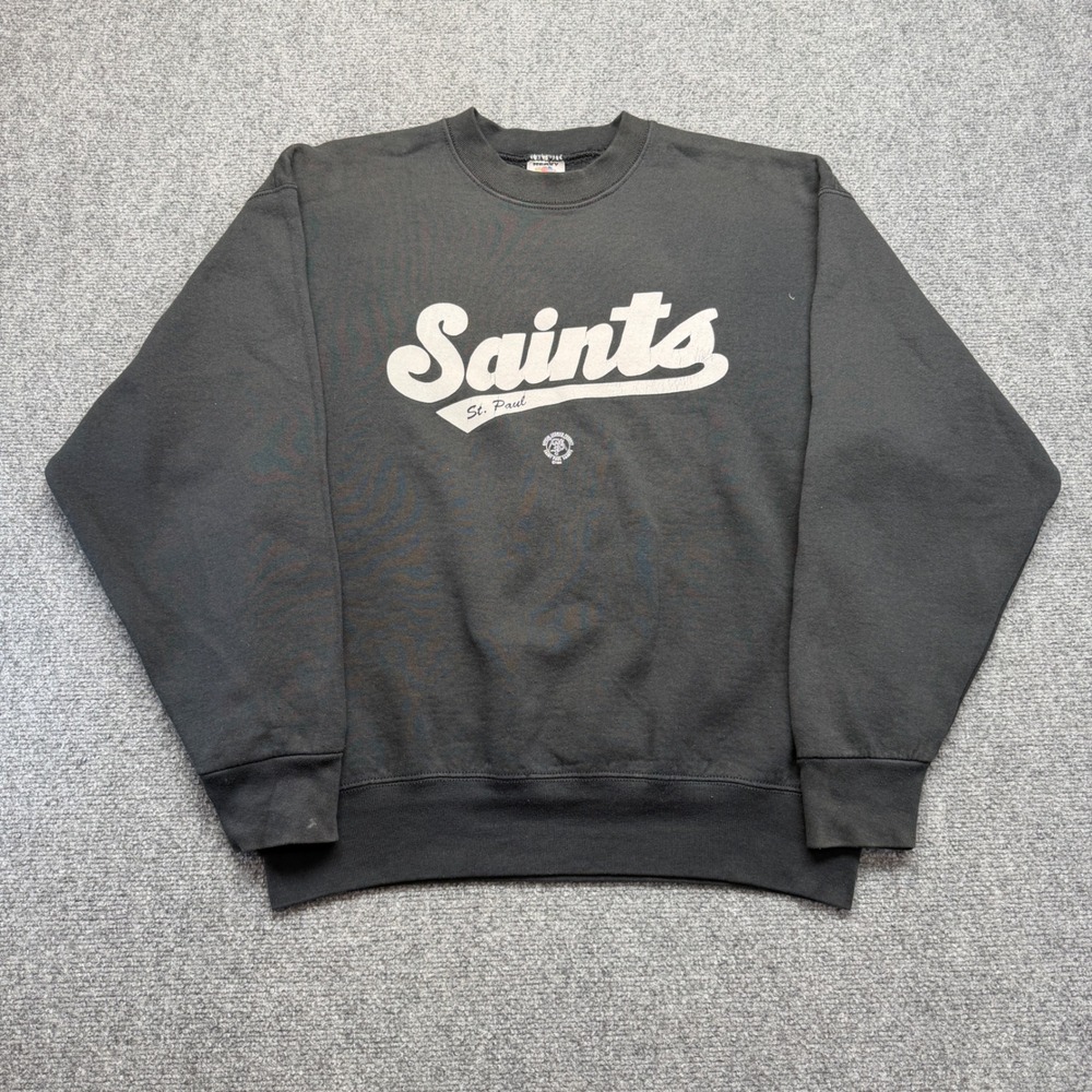 Vintage Fruit of the Loom St Paul Saints Sweatshirt Mens Large Black Made in USA